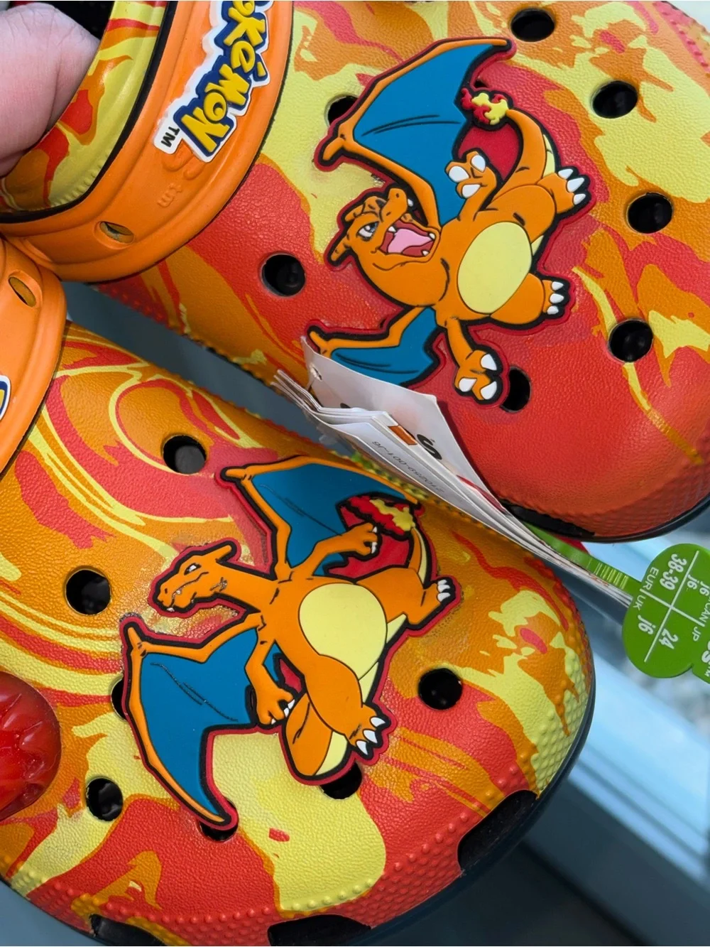 CROCS Kids' Orange & Yellow Charizard Lightning Slip-On Clogs